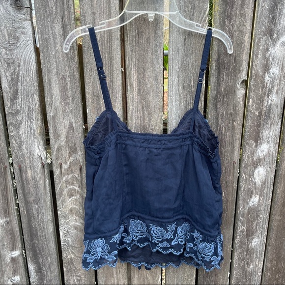 Abercrombie & Fitch Tank Top L Blue Ruffle Flirty - Picture 4 of 8